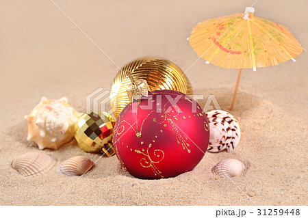 Christmas decorations and seashells Christmas decorations and seashells 31259448