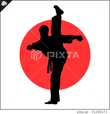 Martial arts. Karate fighter silhouette scene. Martial arts. Karate fighter silhouette scene. 31260371