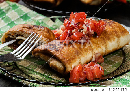 Mexican chimichanga with salasa dip 31262456