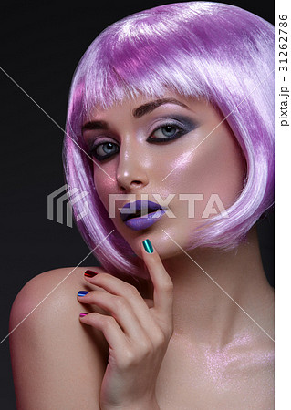 Beautiful girl in purple wig Beautiful girl in purple wig 31262786