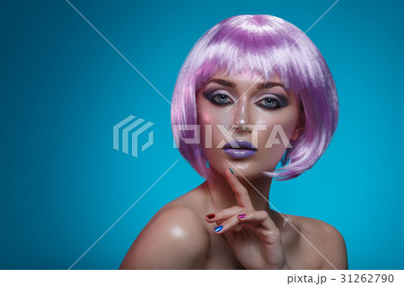 Beautiful girl in purple wig 31262790