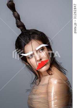 Beautiful girl with applique on face 31262847