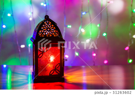 Arabic lantern in illuminated background Arabic lantern in illuminated background 31263602