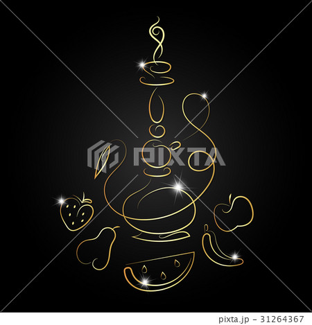 Hookah with fruit golden silhouette 31264367