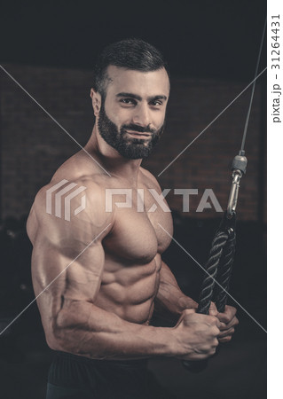Brutal caucasian handsome fitness men on diet training triceps g Brutal caucasian handsome fitness men on diet training triceps g 31264431