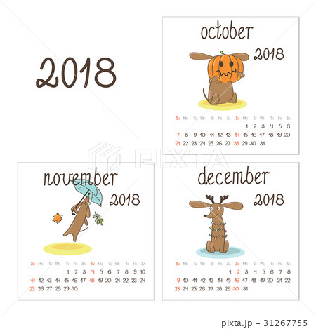Calendar 18 October November And December のイラスト素材