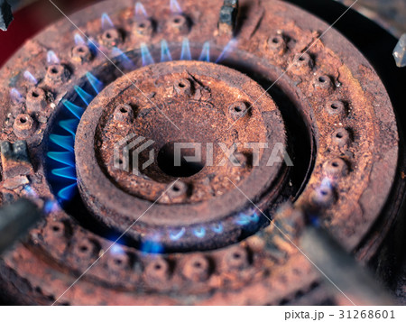 Closeup rusty gas stove 31268601