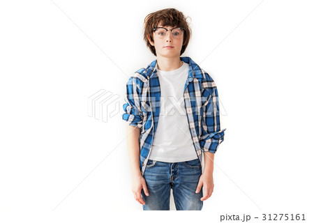 Shocked young male person glancing ahead Shocked young male person glancing ahead 31275161