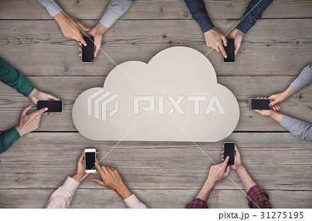 Business team working on smartphones. Cloud 31275195