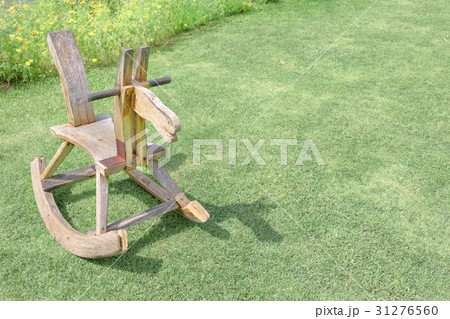 wooden rocking horse chair children on lawn wooden rocking horse chair children on lawn 31276560