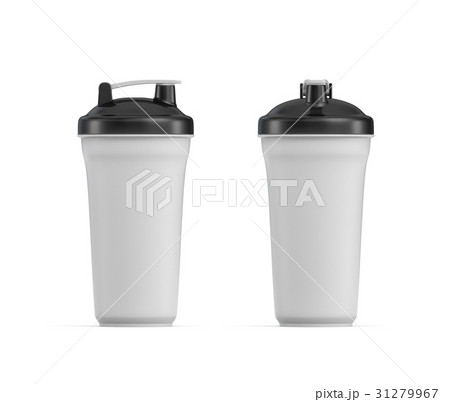 3d rendering of two white water shakers with black 31279967