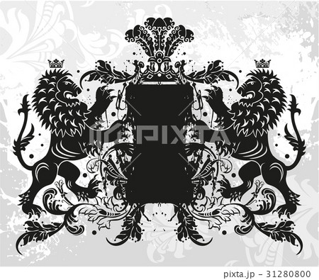 Decorative frame with crown and lions 31280800