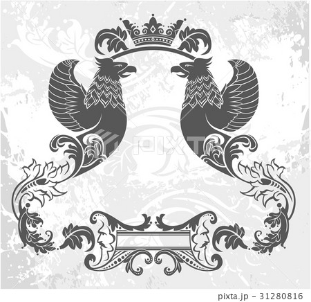 Decorative frame with crown and Griffin Decorative frame with crown and Griffin 31280816