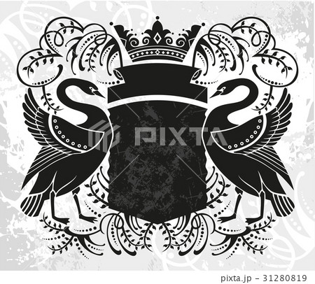 Decorative frame with crown and swan Decorative frame with crown and swan 31280819