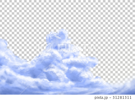 入道雲に飛行機雲のイラスト素材
