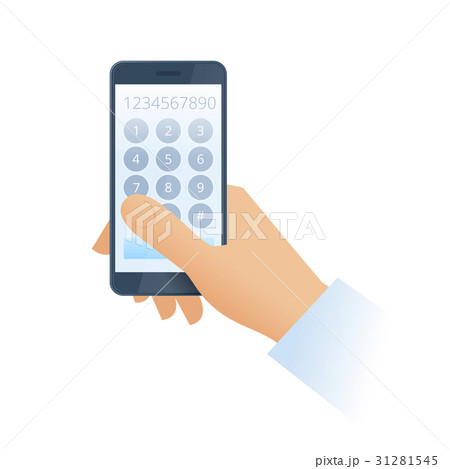 A hand dials number on the phone. Flat vector . 31281545