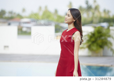 beautiful woman is looking something outdoor beautiful woman is looking something outdoor 31284879