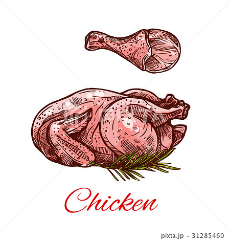 Chicken Meat And Leg Vector Isolated Iconのイラスト素材