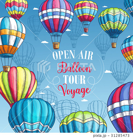 Vector poster for hot air balloon tour voyage 31285473