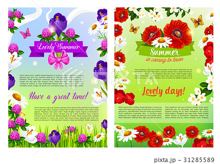 Vector summer holiday posters of flowers bouquets Vector summer holiday posters of flowers bouquets 31285589