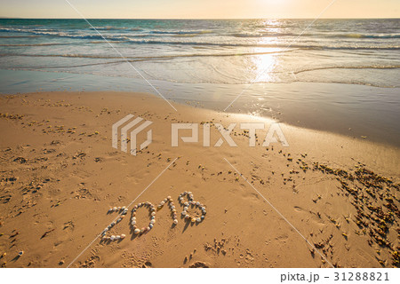 2018 New Year text on sand 2018 New Year text on sand 31288821