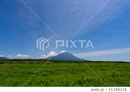 雪の残る富士と青空 31289226