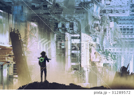 the traveler take picture of abstract city 31289572