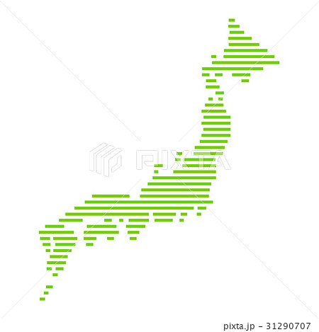 日本地図シンプルラインイラスト緑のイラスト素材