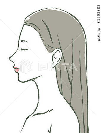 女性の横顔のイラスト素材