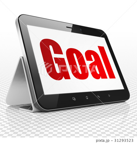 Advertising concept: Tablet Computer with Goal on 31293523