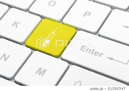 Medicine concept: Syringe on computer keyboard 31293547
