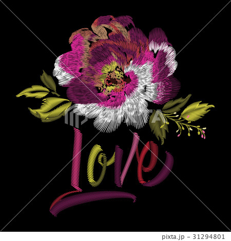 Colorful embroidery on a black background Colorful embroidery on a black background 31294801