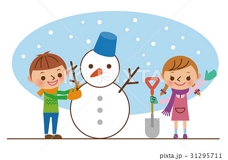 雪だるま 雪遊びのイラスト素材 31295711 Pixta