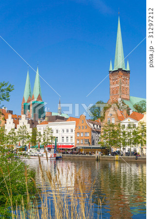 Summer view of Lubeck old town and Trave  Germany 31297212