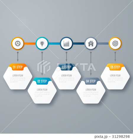 Infographic with hexagons on the grey background 31298298