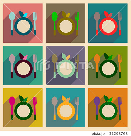 Concept of flat icons with long shadow eco cutlery 31298768