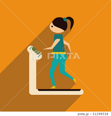 Flat web icon with long shadow girl treadmill Flat web icon with long shadow girl treadmill 31299538