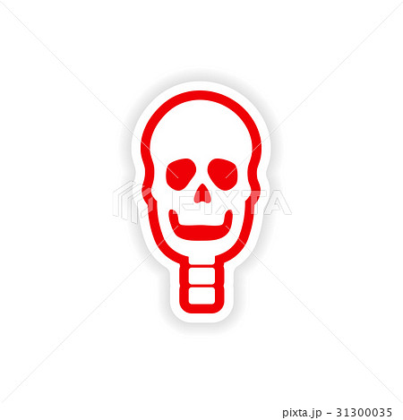paper sticker on white background human skull 31300035