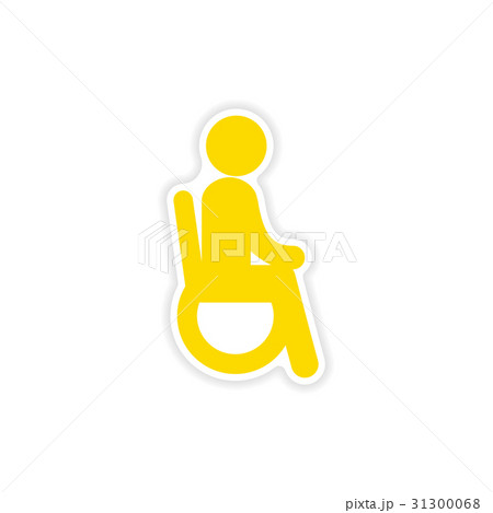 paper sticker man in wheelchair on white 31300068