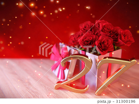 birthday concept with red roses in the gift on birthday concept with red roses in the gift on 31300196