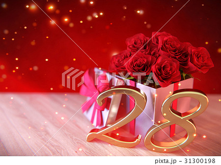 birthday concept with red roses in the gift on 31300198