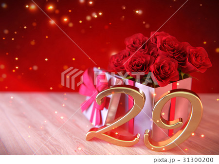 birthday concept with red roses in the gift on birthday concept with red roses in the gift on 31300200