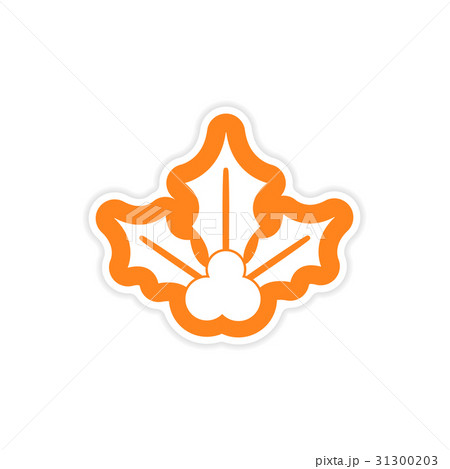 paper sticker on white background sprig mistletoe paper sticker on white background sprig mistletoe 31300203