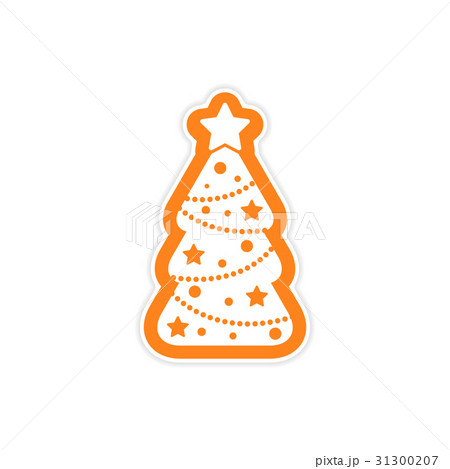 paper sticker on white background Сristmas tree paper sticker on white background Сristmas tree 31300207