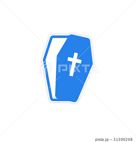 Sticker open coffin Halloween theme on a white Sticker open coffin Halloween theme on a white 31300208