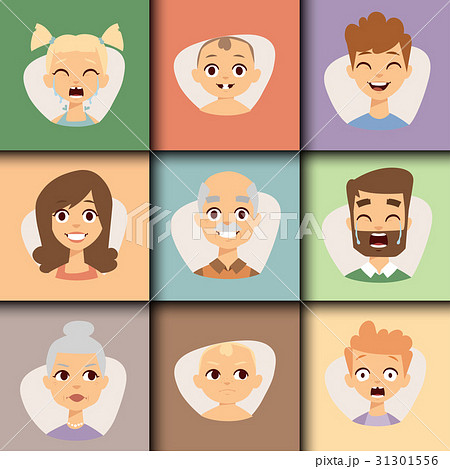 Vector set beautiful emoticons face of people 31301556