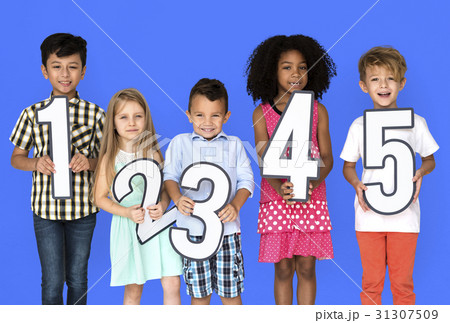 Little Kids Holding Number Smile Little Kids Holding Number Smile 31307509