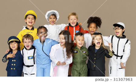 Group of Diverse Kids Wearing Career Costume Studio Portrait 31307963