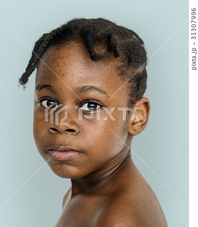 Little Girl Serene Face Expression Studio Portrait 31307996