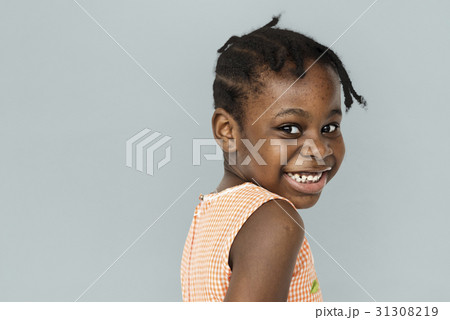 Little Girl Smile Face Expression Studio Portriat Little Girl Smile Face Expression Studio Portriat 31308219